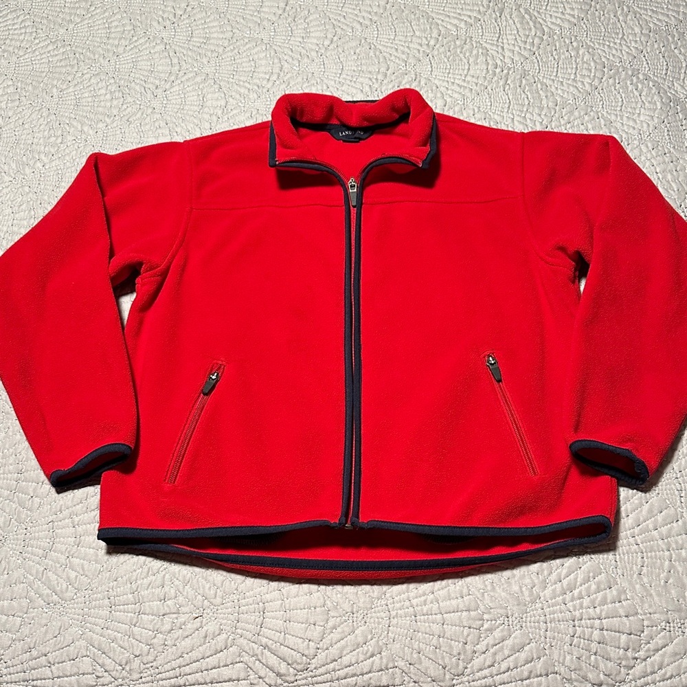Lands' End Kids' Bright Red Fleece Jacket, EUC, Size Medium